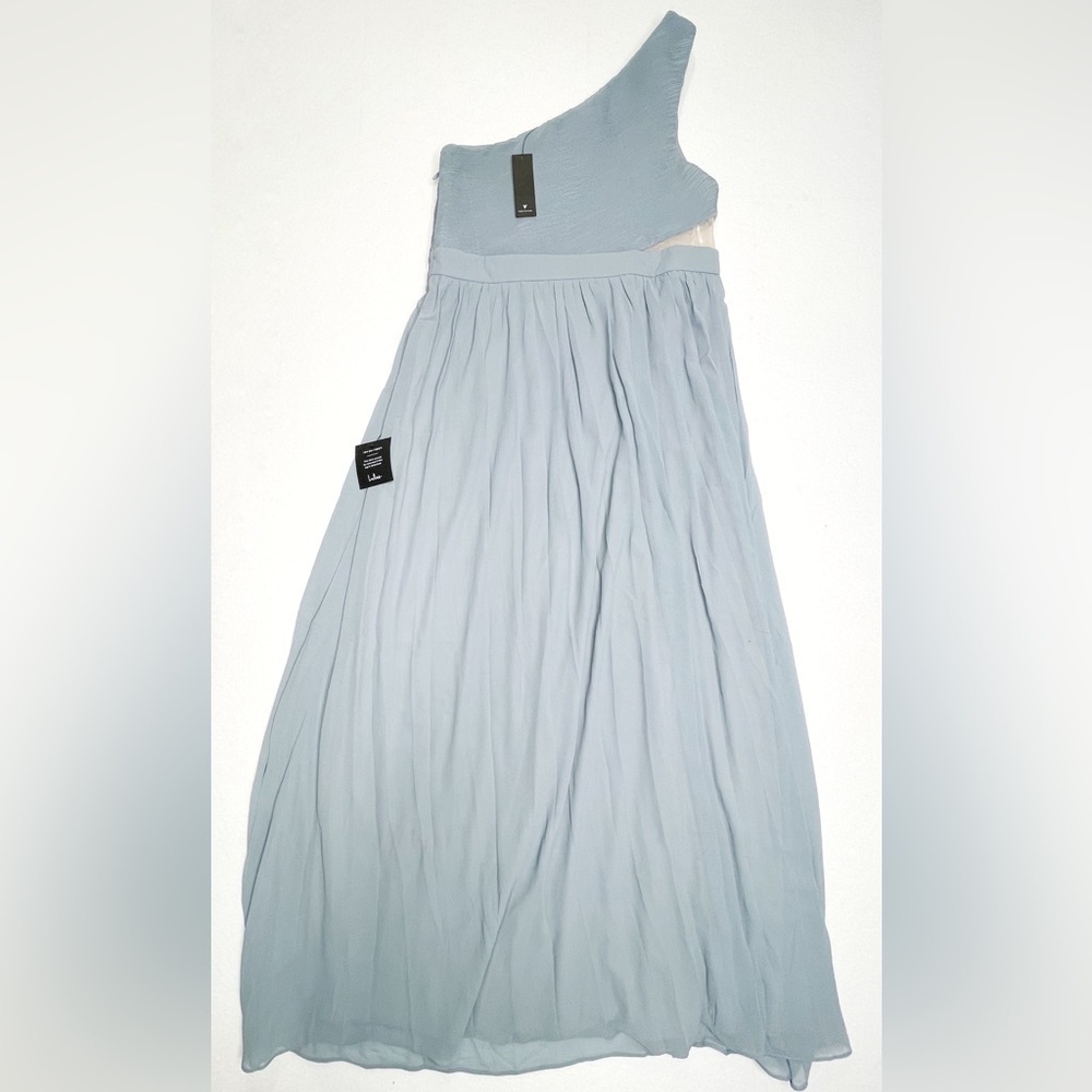 Lulu’s Lovely Endings Dusty Blue One-Shoulder Pleated Maxi Dress‎ Dusty Blue 1X - Picture 6 of 12